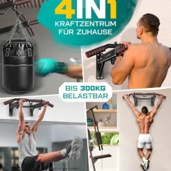 KESSER® 4in1 Klimmzugstange zur Wandmontage rutschfesten Griffen zusätzliche Funktion für Seile Ringe und Boxsäcke mit verschiedenen Griffpositionen | sicher & stabil | Pull Up Bar für zuhause