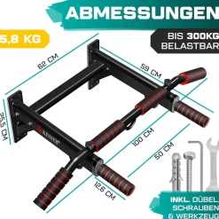 KESSER® 4in1 Klimmzugstange zur Wandmontage rutschfesten Griffen zusätzliche Funktion für Seile Ringe und Boxsäcke mit verschiedenen Griffpositionen | sicher & stabil | Pull Up Bar für zuhause