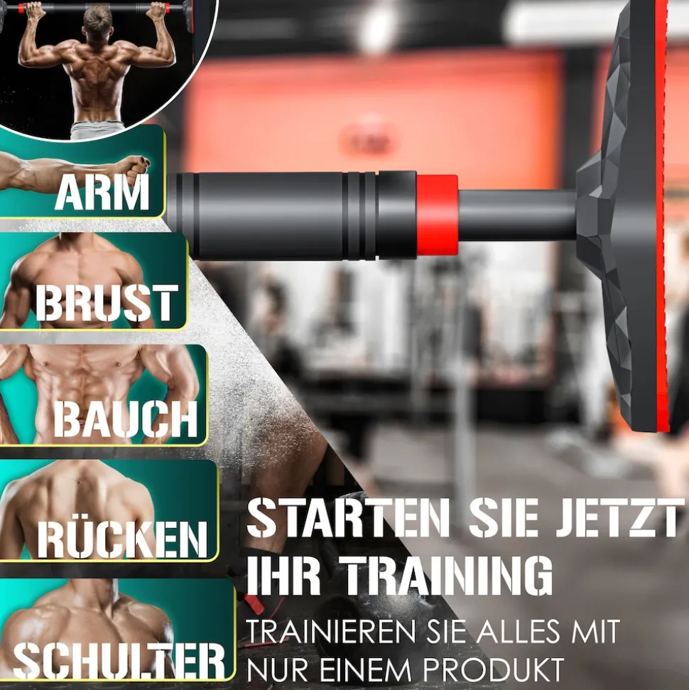 KESSER® Klimmzugstange Türrahmen verstellbar, Pull Up Bar Heimturnhalle, Reckstange ohne Schrauben/Bohren, 68-106 cm Ausziehbar, Tragfähigkeit bis zu 300Kg & rutschfeste Griffe, inkl. Resistenzbänder