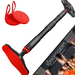 KESSER® Klimmzugstange Türrahmen verstellbar, Pull Up Bar Heimturnhalle, Reckstange ohne Schrauben/Bohren, 68-106 cm Ausziehbar, Tragfähigkeit bis zu 300Kg & rutschfeste Griffe, inkl. Resistenzbänder