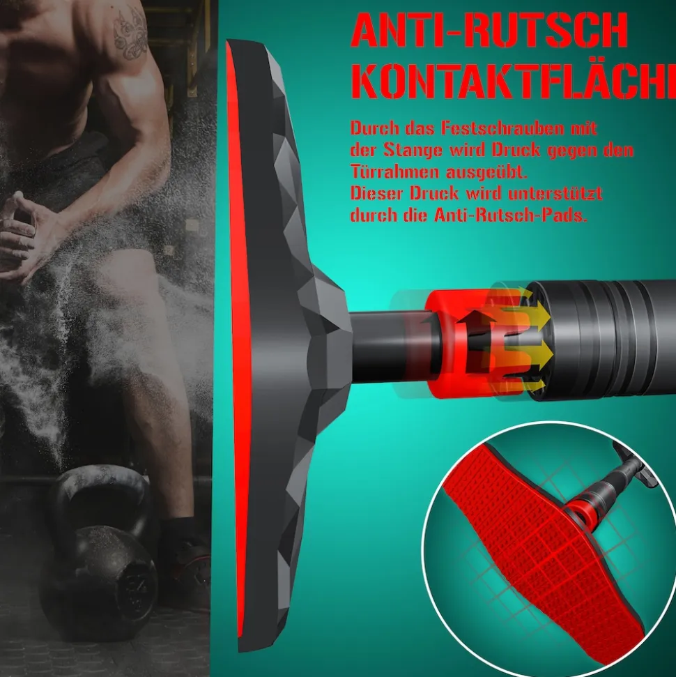 KESSER® Klimmzugstange Türrahmen verstellbar, Pull Up Bar Heimturnhalle, Reckstange ohne Schrauben/Bohren, 68-106 cm Ausziehbar, Tragfähigkeit bis zu 300Kg & rutschfeste Griffe, inkl. Resistenzbänder