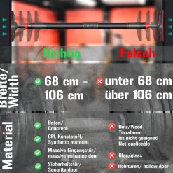 KESSER® Klimmzugstange Türrahmen verstellbar, Pull Up Bar Heimturnhalle, Reckstange ohne Schrauben/Bohren, 68-106 cm Ausziehbar, Tragfähigkeit bis zu 300Kg & rutschfeste Griffe, inkl. Resistenzbänder
