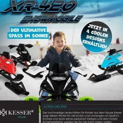 KESSER® Lenkschlitten mit 2 Fußbremsen | Automatisches Zugseil | Federung | Kufenlenkung | Bob Kinderschlitten Rodel Schlitten | Skiboblenkschlitten |