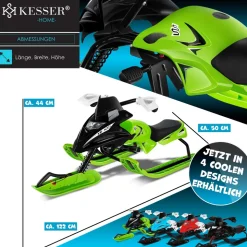 KESSER® Lenkschlitten mit 2 Fußbremsen | Automatisches Zugseil | Federung | Kufenlenkung | Bob Kinderschlitten Rodel Schlitten | Skiboblenkschlitten |