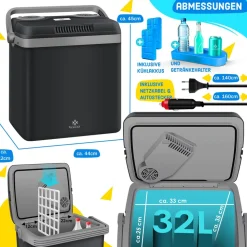 KESSER® 32 L Kühlbox 12V, 230V Stecker, Mini-Kühlschrank, Thermoelektrische Warmhaltebox
