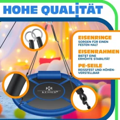 KESSER® Nestschaukel Tellerschaukel Hängeschaukel Rundschaukel Schaukel verstellbar Garten-Schaukel Kinderschaukel Indoor - Outdoor-Schaukel für Kinder & Erwachsene