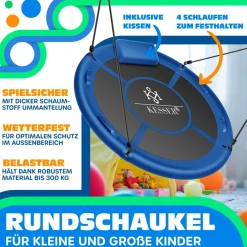 KESSER® Nestschaukel Tellerschaukel Hängeschaukel Rundschaukel Schaukel verstellbar Garten-Schaukel Kinderschaukel Indoor - Outdoor-Schaukel für Kinder & Erwachsene