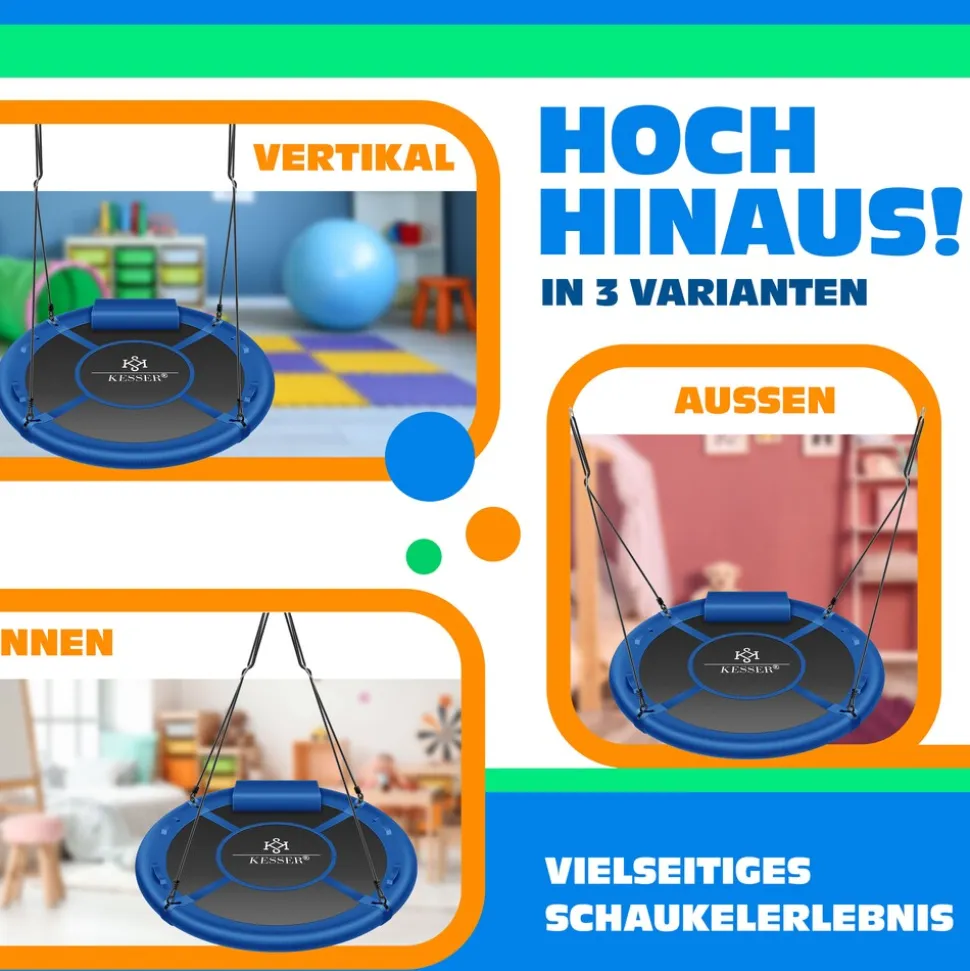 KESSER® Nestschaukel Tellerschaukel Hängeschaukel Rundschaukel Schaukel verstellbar Garten-Schaukel Kinderschaukel Indoor - Outdoor-Schaukel für Kinder & Erwachsene