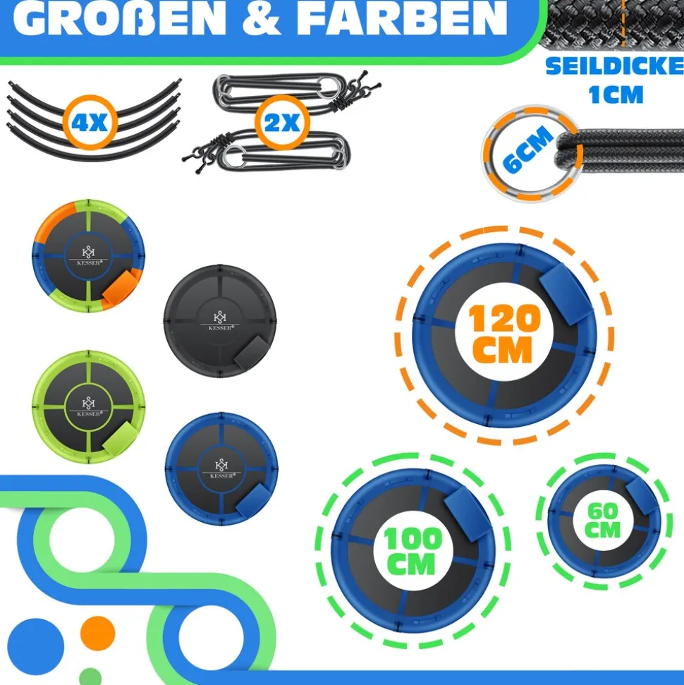 KESSER® Nestschaukel Tellerschaukel Hängeschaukel Rundschaukel Schaukel verstellbar Garten-Schaukel Kinderschaukel Indoor - Outdoor-Schaukel für Kinder & Erwachsene