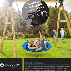 KESSER® Nestschaukel Tellerschaukel Hängeschaukel Rundschaukel Schaukel verstellbar Garten-Schaukel Kinderschaukel Indoor - Outdoor-Schaukel für Kinder & Erwachsene