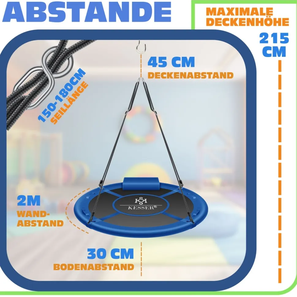 KESSER® Nestschaukel Tellerschaukel Hängeschaukel Rundschaukel Schaukel verstellbar Garten-Schaukel Kinderschaukel Indoor - Outdoor-Schaukel für Kinder & Erwachsene