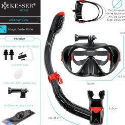 KESSER® Schnorchelset Profi Taucherbrille Schnorchelmaske Tauchset Erwachsene Tauchmaske - Inkl. Action-Cam Halterung - Antibeschlag und Anti-Leck für Freitauchen und Schnorcheln Set Taucherbrille