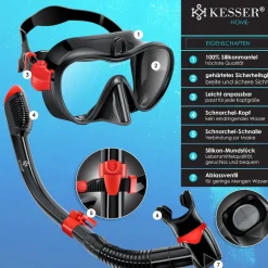 KESSER® Schnorchelset Profi Taucherbrille Schnorchelmaske Tauchset Erwachsene Tauchmaske - Inkl. Action-Cam Halterung - Antibeschlag und Anti-Leck für Freitauchen und Schnorcheln Set Taucherbrille