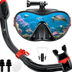 KESSER® Schnorchelset Profi Taucherbrille Schnorchelmaske Tauchset Erwachsene Tauchmaske - Inkl. Action-Cam Halterung - Antibeschlag und Anti-Leck für Freitauchen und Schnorcheln Set Taucherbrille