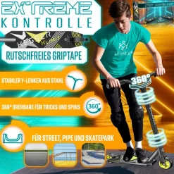 KESSER® Scooter Funscooter Stuntscooter X-Limit - 360° Lenkung mit ABEC 9 Kugellagern 100 mm PU Räder Robuster Kickscooter Tretroller Cityroller Trick Roller für Kinder Erwachsene