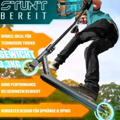 KESSER® Scooter Funscooter Stuntscooter X-Limit - 360° Lenkung mit ABEC 9 Kugellagern 100 mm PU Räder Robuster Kickscooter Tretroller Cityroller Trick Roller für Kinder Erwachsene