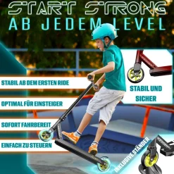 KESSER® Scooter Funscooter Stuntscooter X-Limit - 360° Lenkung mit ABEC 9 Kugellagern 100 mm PU Räder Robuster Kickscooter Tretroller Cityroller Trick Roller für Kinder Erwachsene