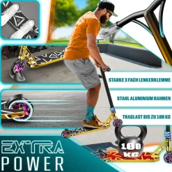 KESSER® Stunt Scooter GT-Limit 360° Lenkung Funscooter Stuntscooter mit Ständer ABEC 9 Kugellagern, 110 mm PU Räder , Kickscooter Tretroller Cityroller Trick Roller für Kinder Erwachsene