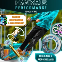 KESSER® Stunt Scooter GT-Limit 360° Lenkung Funscooter Stuntscooter mit Ständer ABEC 9 Kugellagern, 110 mm PU Räder , Kickscooter Tretroller Cityroller Trick Roller für Kinder Erwachsene