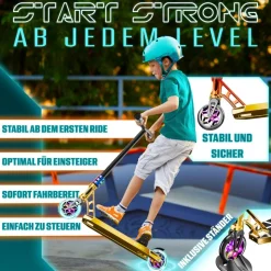KESSER® Stunt Scooter GT-Limit 360° Lenkung Funscooter Stuntscooter mit Ständer ABEC 9 Kugellagern, 110 mm PU Räder , Kickscooter Tretroller Cityroller Trick Roller für Kinder Erwachsene