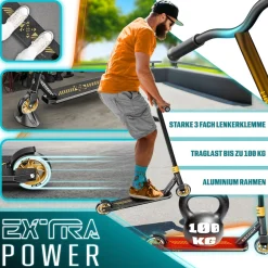 KESSER® Stunt Scooter X-Limit-Pro 360° Lenkung Funscooter Stuntscooter mit Ständer ABEC 9 Kugellagern, 110 mm PU Räder , Kickscooter Tretroller Cityroller Trick Roller für Kinder Erwachsene