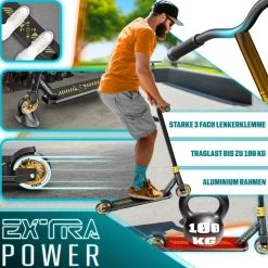 KESSER® Stunt Scooter X-Limit-Pro 360° Lenkung Funscooter Stuntscooter mit Ständer ABEC 9 Kugellagern, 110 mm PU Räder , Kickscooter Tretroller Cityroller Trick Roller für Kinder Erwachsene