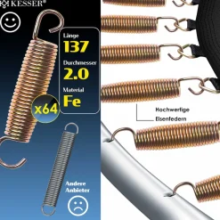 KESSER® - Trampolin | TÜV Rheinland GS Zertifiziert | Komplettset mit Sicherheitsnetz, Leiter, Randabdeckung, Seitentasche & Zubehör | Kindertrampolin Gartentrampolin Belastbarkeit 150 kg
