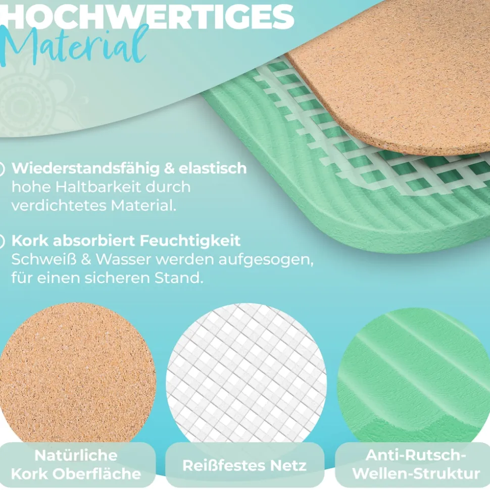 KESSER® Yogamatte Kork Inkl. Tragegurt Tasche & Yoga-Block Gymnastikmatte Yoga Matte rutschfest aus Naturkautschuk TPE Fitnessmatte, 183 x 62 Trainingsmatte für Fitness Sportmatte, Gymnastik extradick