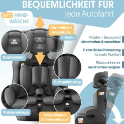 KIDIZ® Autokindersitz Kinderautositz Gruppe 1+2+3 9-36 kg 5-Punkt-Sicherheitsgurt, Autositz, Kindersitz, Einstellbare Kopfstütze