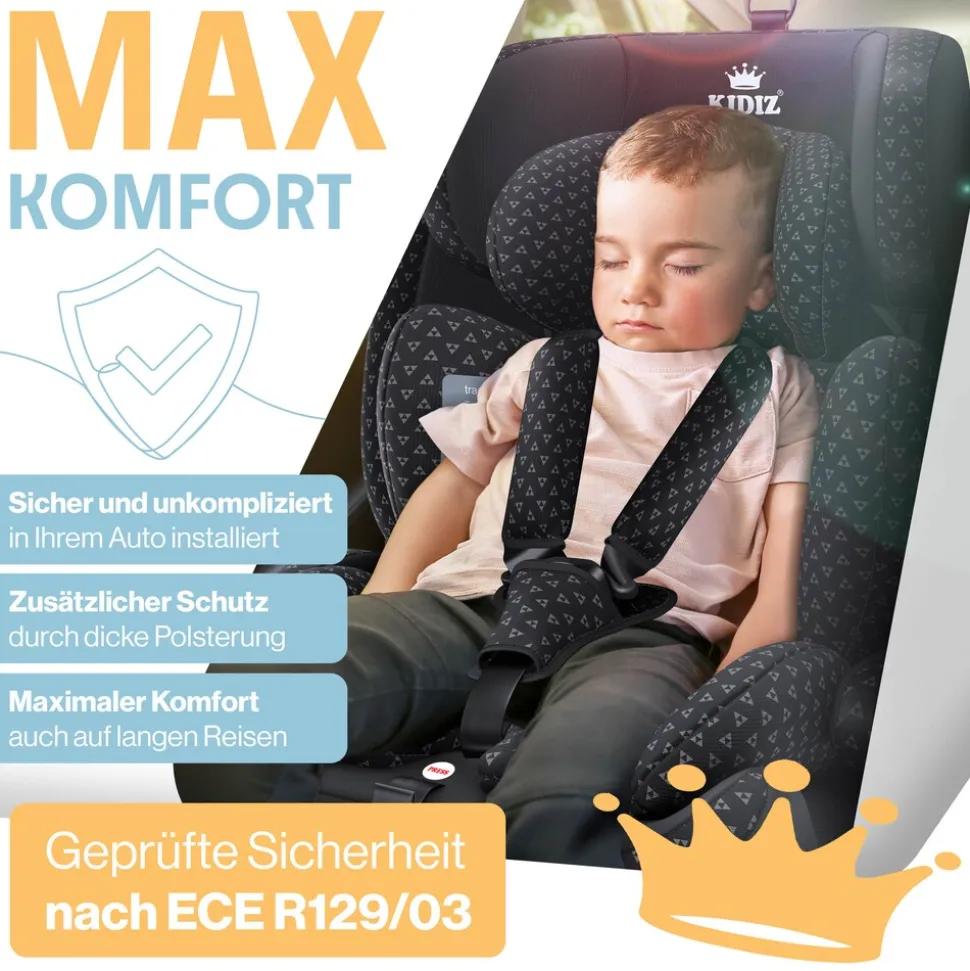 KIDIZ® Autokindersitz Triangle Premium Kindersitz mit Isofix Kinderautositz | Autositz Sitzschale | 9 kg - 36 kg 1-12 Jahre | Gruppe 1/2/3 | universal | zugelassen nach ECE R129/03