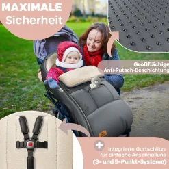 KIDIZ® Babyfußsack Baby Fußsack Winterfußsack Babyschale mit Reißverschluss Kuschelsack Babydecke Kinderwagen waschbar verschließbarer Kopfteil, Tasche, passend für alle Kinderwagen