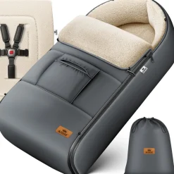 KIDIZ® Babyfußsack Baby Fußsack Winterfußsack Babyschale mit Reißverschluss Kuschelsack Babydecke Kinderwagen waschbar verschließbarer Kopfteil, Tasche, passend für alle Kinderwagen