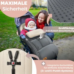 KIDIZ® Babyfußsack Baby Fußsack Winterfußsack Babyschale mit Reißverschluss Kuschelsack Babydecke Kinderwagen waschbar verschließbarer Kopfteil, Tasche, passend für alle Kinderwagen