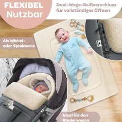 KIDIZ® Babyfußsack Baby Fußsack Winterfußsack Babyschale mit Reißverschluss Kuschelsack Babydecke Kinderwagen waschbar verschließbarer Kopfteil, Tasche, passend für alle Kinderwagen