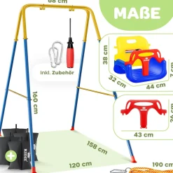 KIDIZ® Babyschaukel mit Gestell 3in1 Kinderschaukel mitwachsend für Babys ab 6 Monate & Kinder bis 10 Jahre für drinnen & draußen, bis 100kg belastbar, Schaukelgestell inkl. 4 Sandsäcke 5kg auffüllbar