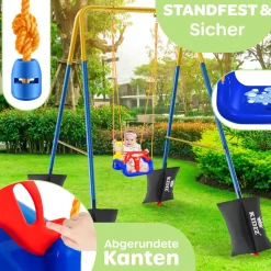 KIDIZ® Babyschaukel mit Gestell 3in1 Kinderschaukel mitwachsend für Babys ab 6 Monate & Kinder bis 10 Jahre für drinnen & draußen, bis 100kg belastbar, Schaukelgestell inkl. 4 Sandsäcke 5kg auffüllbar