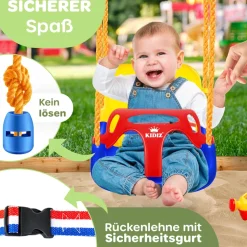 KIDIZ® Babyschaukel mit Gestell 3in1 Kinderschaukel mitwachsend für Babys ab 6 Monate & Kinder bis 10 Jahre für drinnen & draußen, bis 100kg belastbar, Schaukelgestell inkl. 4 Sandsäcke 5kg auffüllbar
