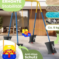 KIDIZ® Babyschaukel mit Gestell 3in1 Kinderschaukel mitwachsend für Babys ab 6 Monate & Kinder bis 10 Jahre für drinnen & draußen, bis 100kg belastbar, Schaukelgestell inkl. 4 Sandsäcke 5kg auffüllbar