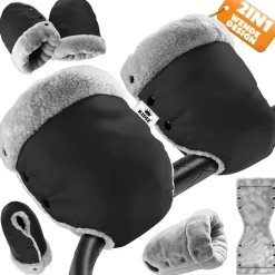 KIDIZ® Handwärmer Kinderwagen Handschuhe Handmuff Kinderwagenmuff mit warme Plüschmaterial Fleece und Baumwolle Innenseite Wasserdicht Winddicht Handwärmer Universalgröße für alle Kinderwagen Buggy