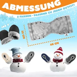 KIDIZ® Handwärmer Kinderwagen Handschuhe Handmuff Kinderwagenmuff mit warme Plüschmaterial Fleece und Baumwolle Innenseite Wasserdicht Winddicht Handwärmer Universalgröße für alle Kinderwagen Buggy