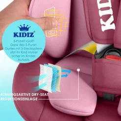 KIDIZ® Kindersitz Autositz Kinderautositz Baby Isofix Top Tether 360° drehbar i-Size Gruppe 0/1/2/3 ab Geburt -12 Jahre + Sonnenschutzdach Seitenschutz 5 Punkt Gurt Kopfstützenverstellung ECE R129
