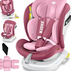 KIDIZ® Kindersitz Autositz Kinderautositz Baby Isofix Top Tether 360° drehbar i-Size Gruppe 0/1/2/3 ab Geburt -12 Jahre + Sonnenschutzdach Seitenschutz 5 Punkt Gurt Kopfstützenverstellung ECE R129