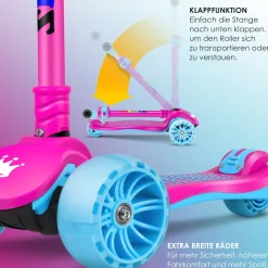 KIDIZ® Roller Kinder Scooter X-Pro2 Dreiradscooter mit PU LED Leuchtenden Räder Kinderroller faltbar Tret-Roller höhenverstellbarer Cityroller Kinderscooter für Jungen Mädchen 3-12 Jahre