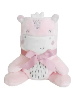 Kikkaboo Babydecke Fleece 3D Tierstickerei, Größe 100 x 75 cm, Kuscheltier pink