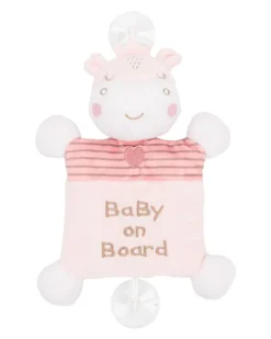 Kikkaboo Baby Kuscheltier Baby on Board, 2 Saugnäpfe, 25 cm, Quietschgeräusch rosa