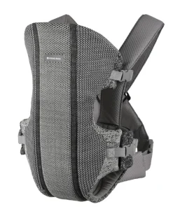Kikkaboo Babytrage Gwen Fly Strickstoff Bauchtrage Rückentrage Gurte verstellbar grau