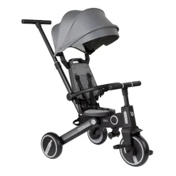 Kikkaboo Dreirad, Tricycle Trix 3 in 1 Schiebegriff, Sonnendach faltbar, Gurt grau