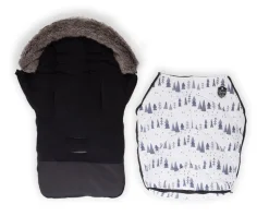 Kikkaboo Fußsack Shiny Nylon für Kinderwagen Motiv aufgedruckt Reißverschluss weiß