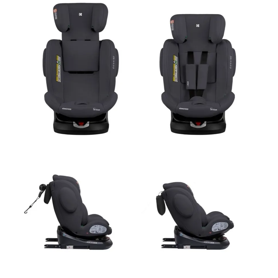 Kikkaboo Kindersitz i-Felix i-Size (40-150cm) Isofix Top Tether 360 Grad Drehung grau
