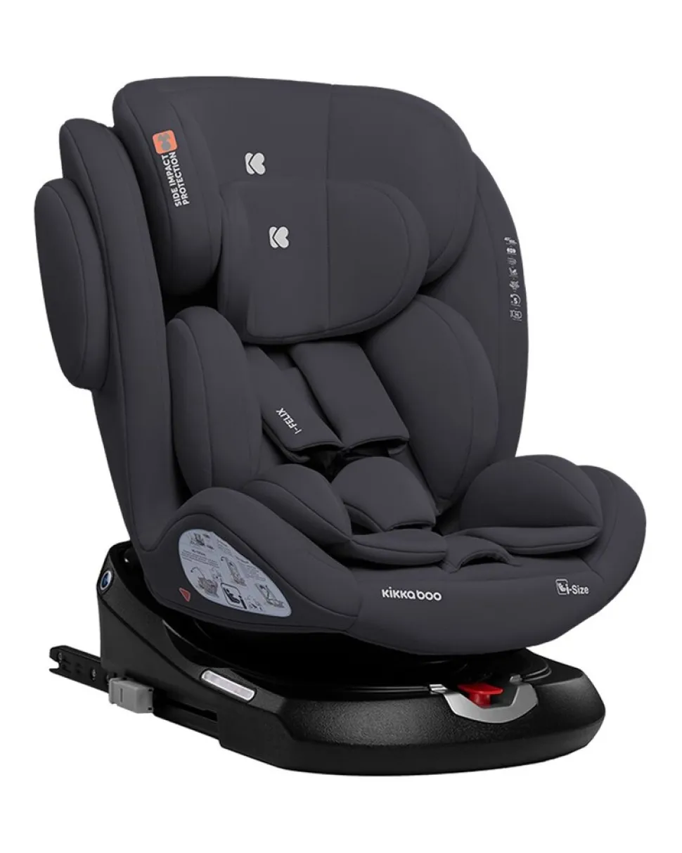 Kikkaboo Kindersitz i-Felix i-Size (40-150cm) Isofix Top Tether 360 Grad Drehung grau